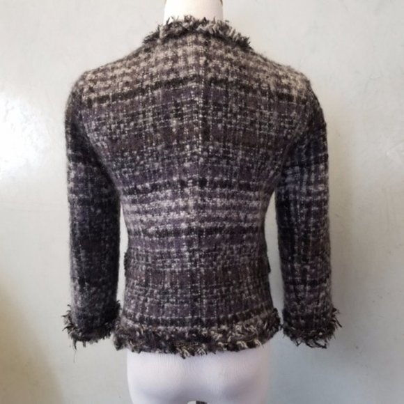 Wool peplum JOE Fresh tweed black blazer size 2 (F10) - Picture 6 of 8